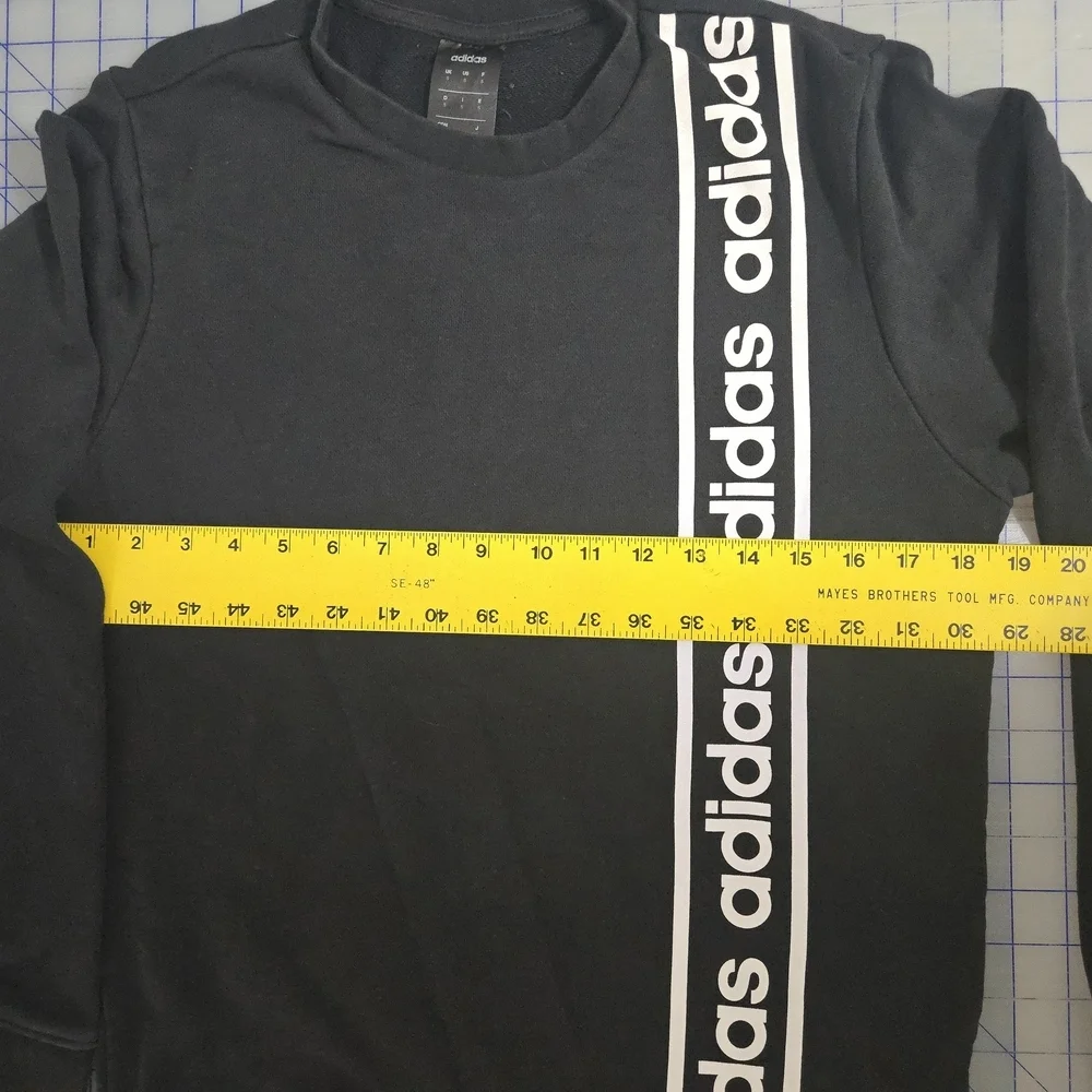 Adidas Men's Black Sweatshirt with Vertical White Logo